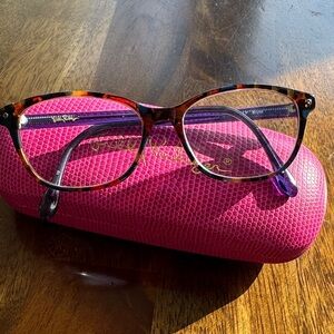 Lilly Pulitzer Brynn style glasses frame with gold logo